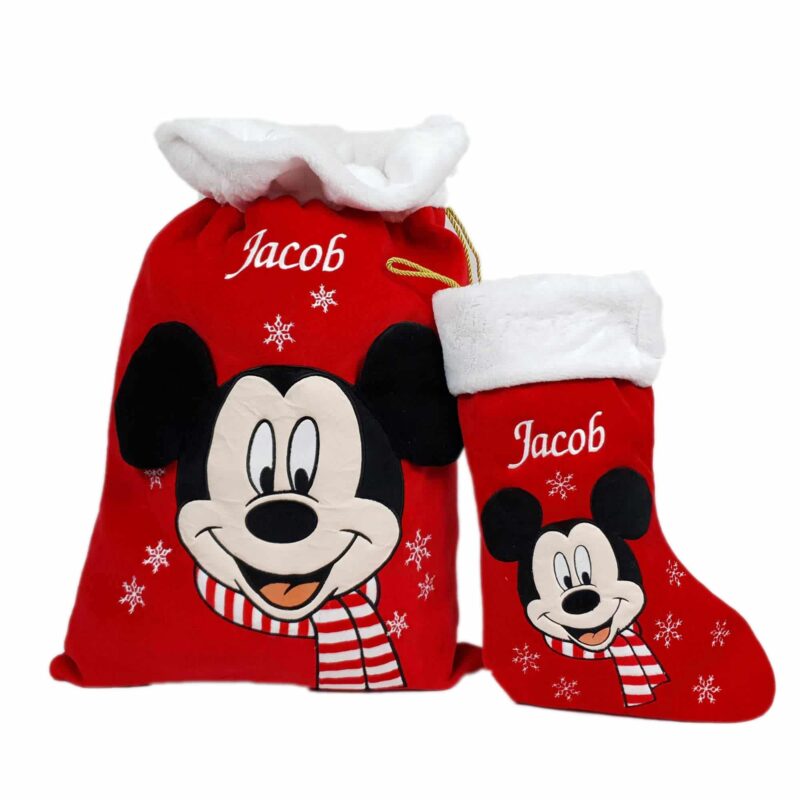 Personalised disney mickey christmas stocking sack