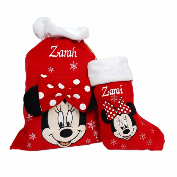 Personalised Minnie Christmas Stocking and sack