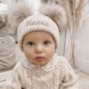 Beige Knit Baby & Kids Bobble Pom Hat