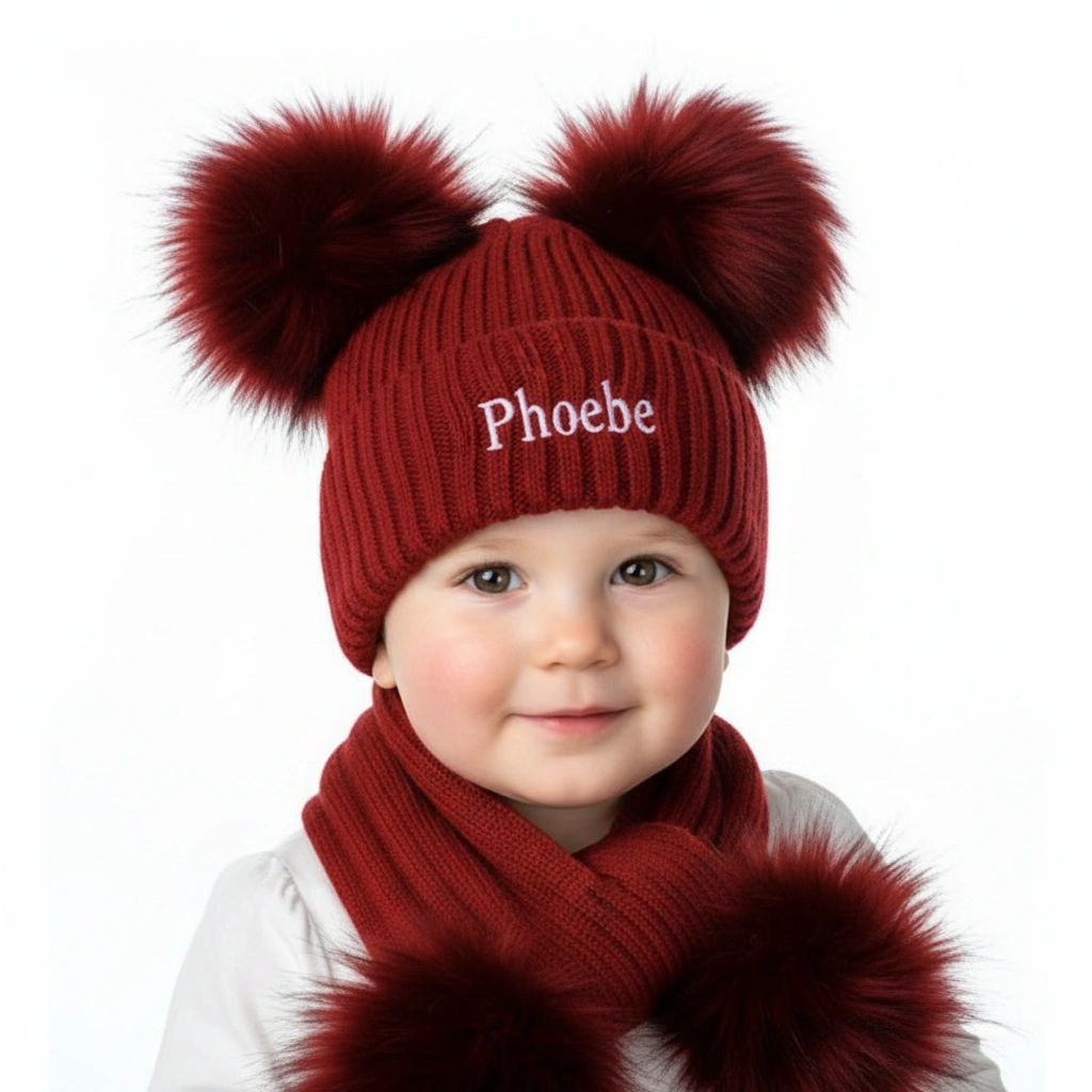 Red Knit Baby & Kids Bobble Pom Hat