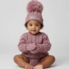 Dusty Pink Knitted Baby Pom Hat, Newborn - 12 Months