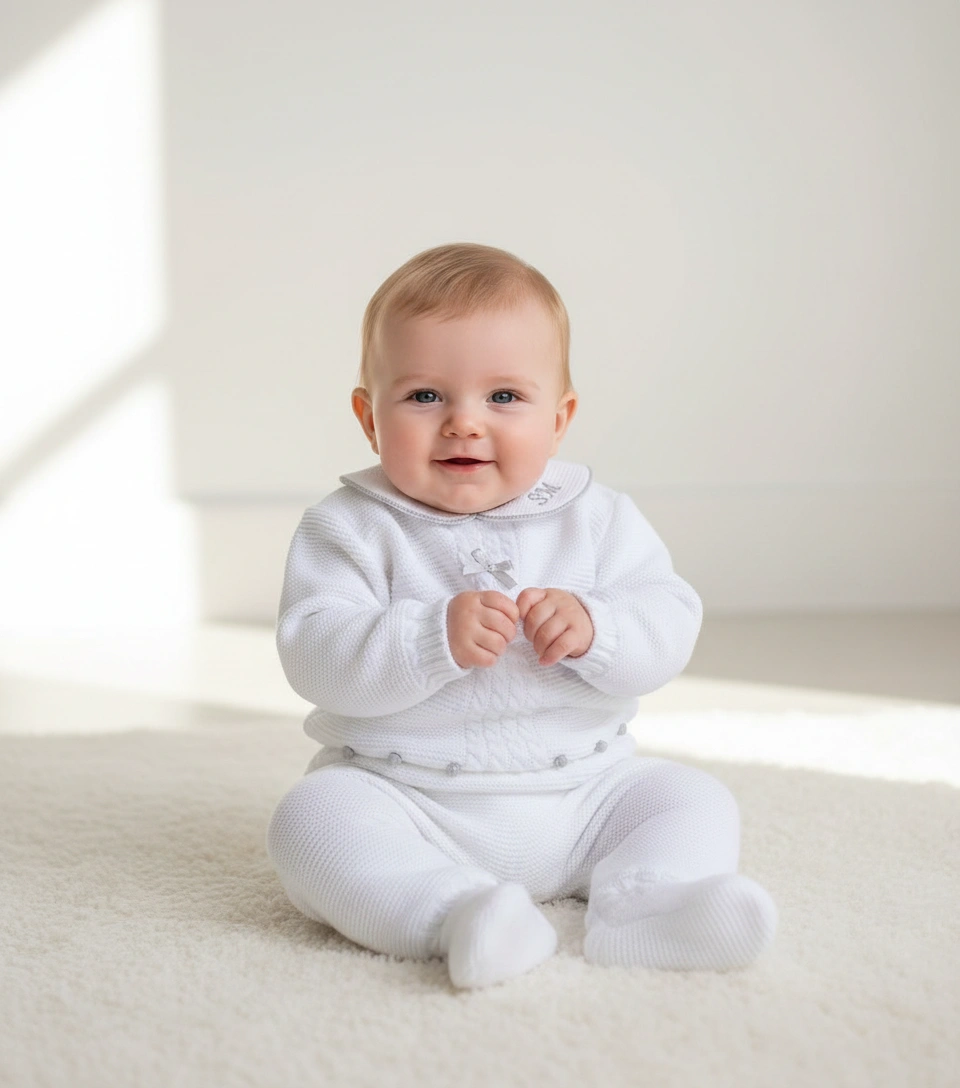 White Baby Suit Three Piece Set