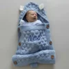 Personalised Baby Sleeping Bag, Dusty Blue Knit with Buttons