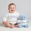 Personalised Blue Teddy Bear With Knitted Jumper