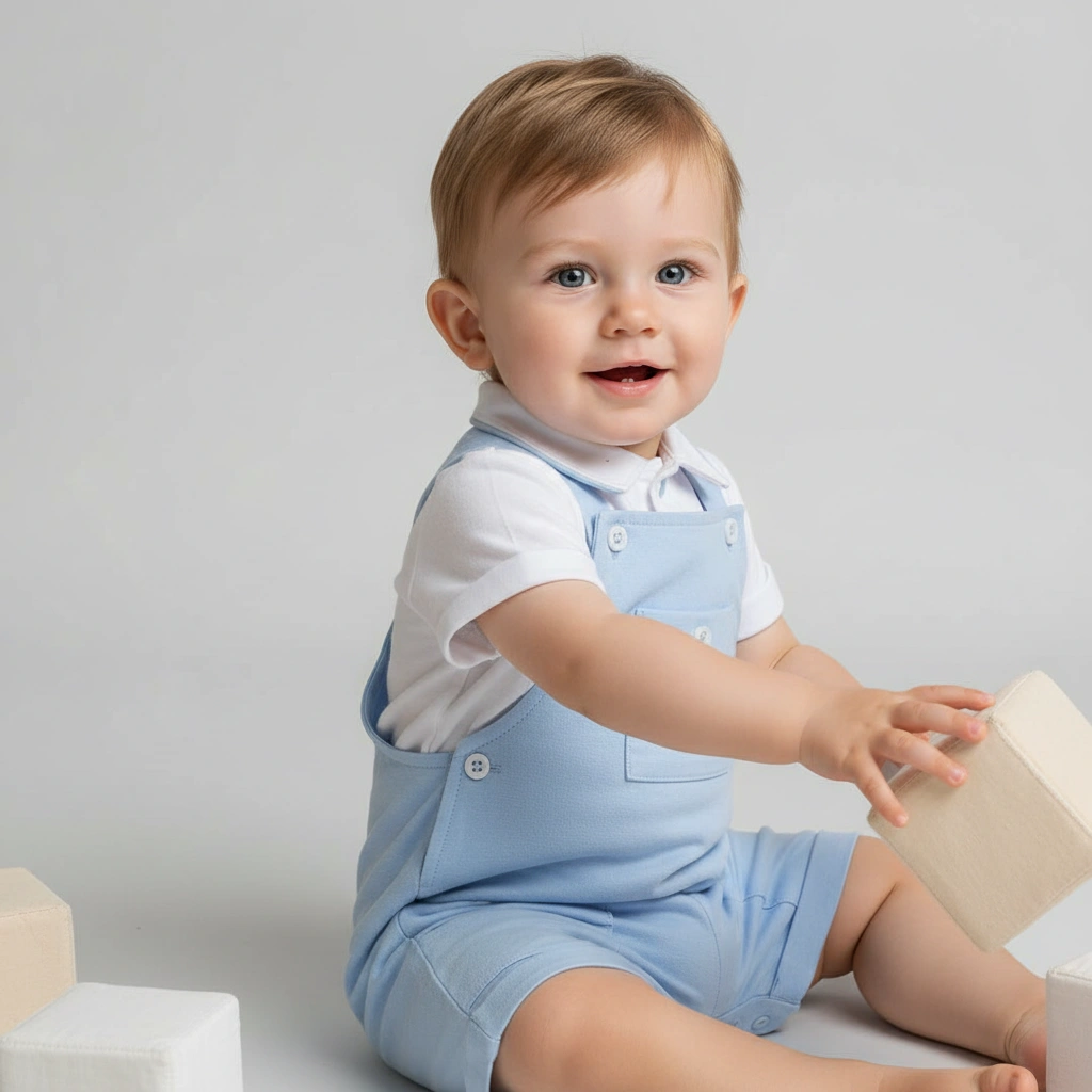Boys Blue Dungarees and Top