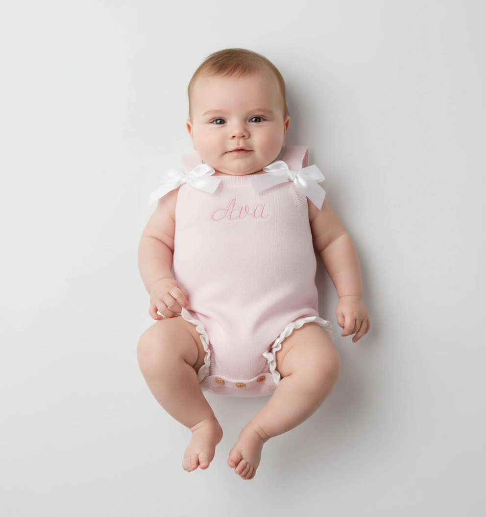 Baby Girl Pink Romper With Frills