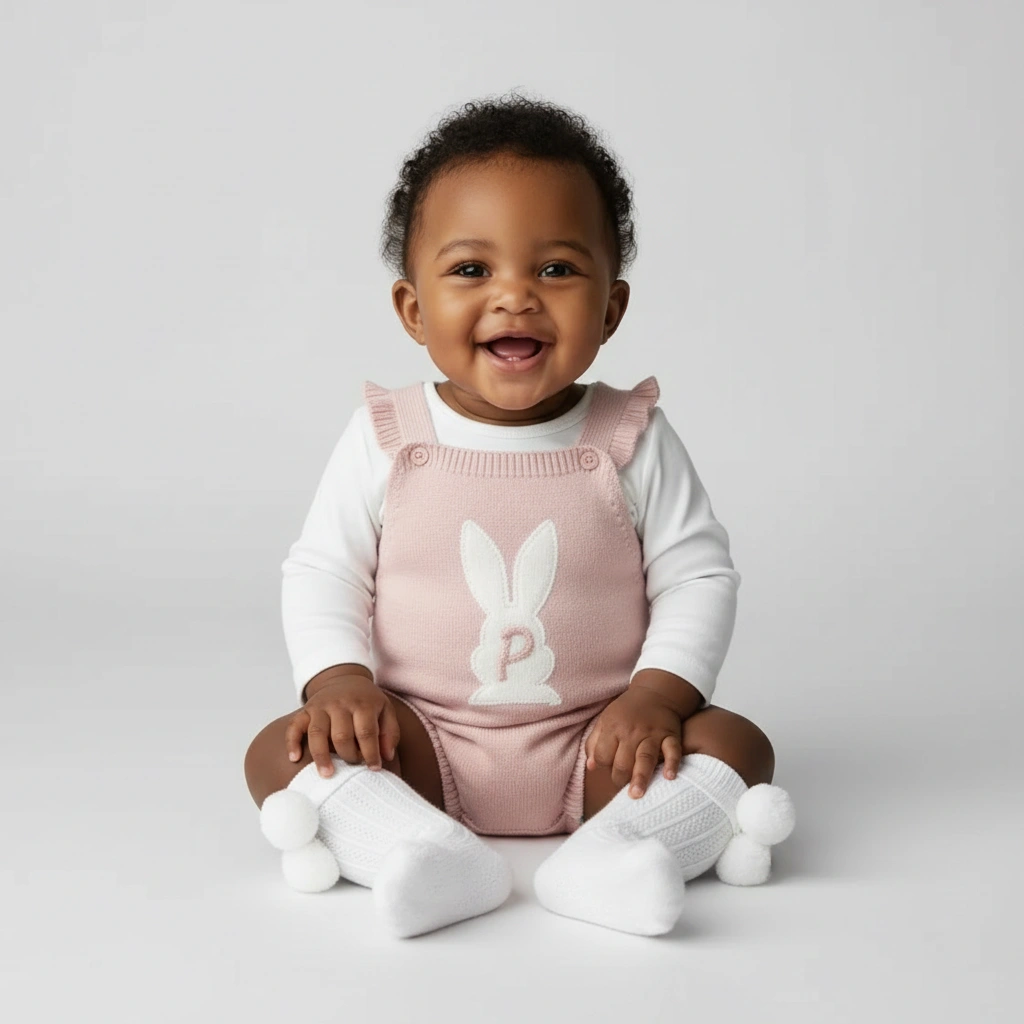 Baby Girl Dusty Pink Bunny Romper