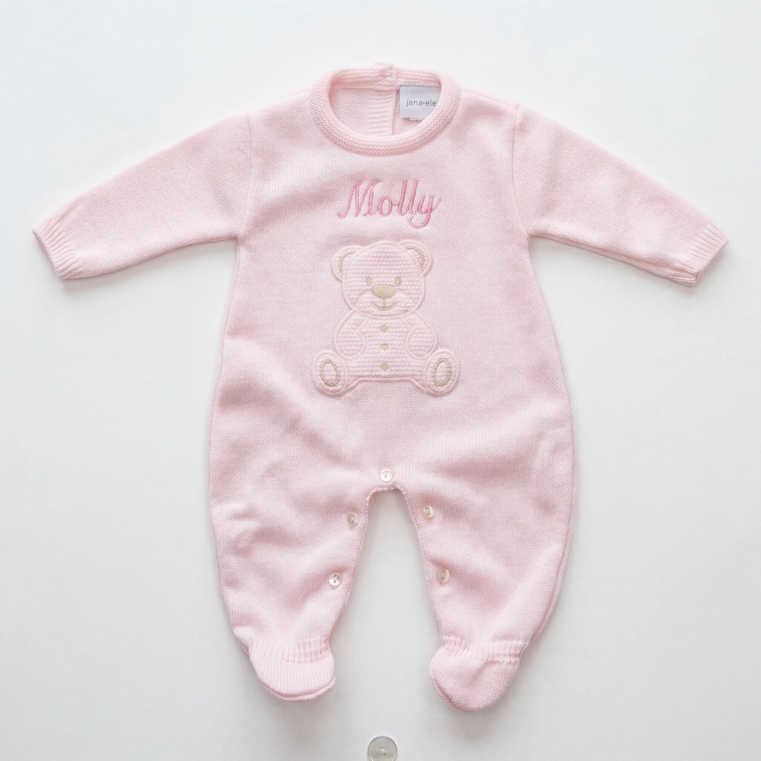 Personalised Pink Teddy Knitted Babygrow - Image 2