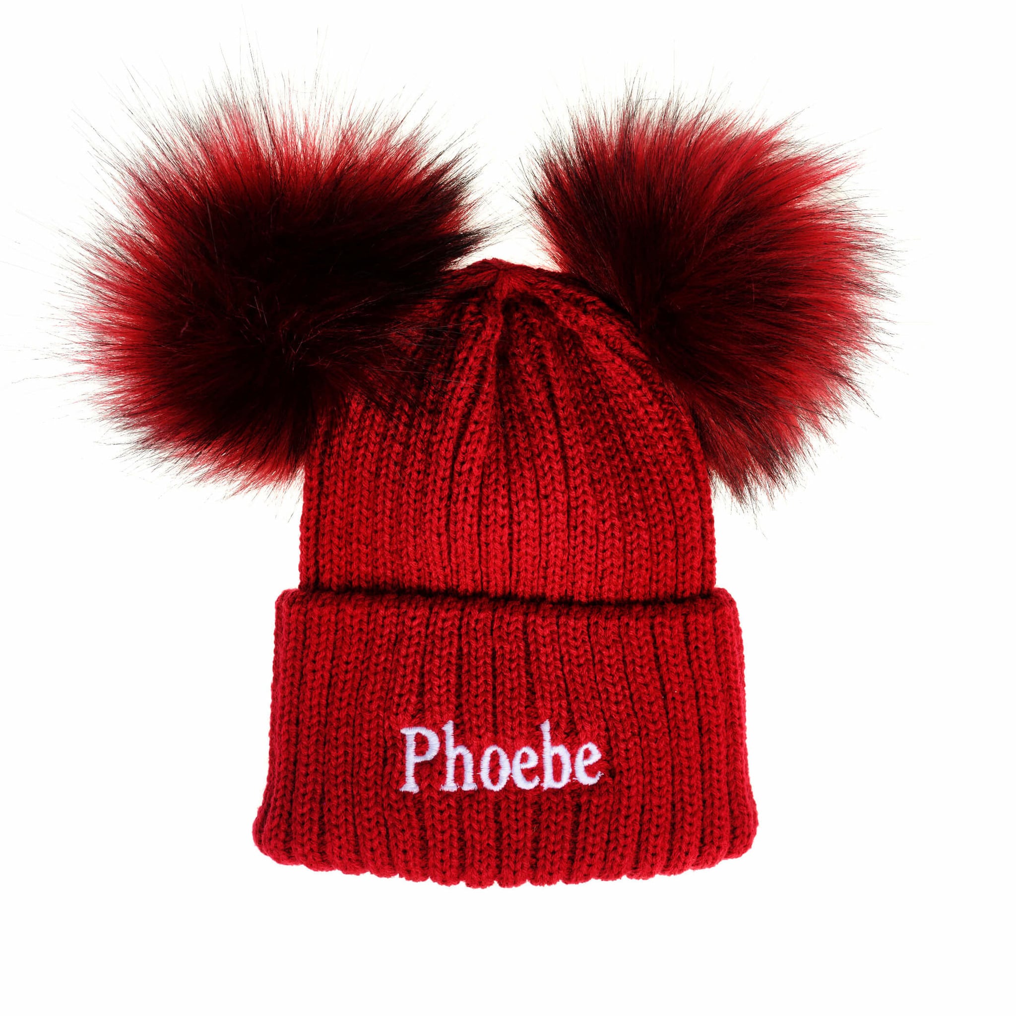 Red Knit Baby & Kids Bobble Pom Hat - Image 2